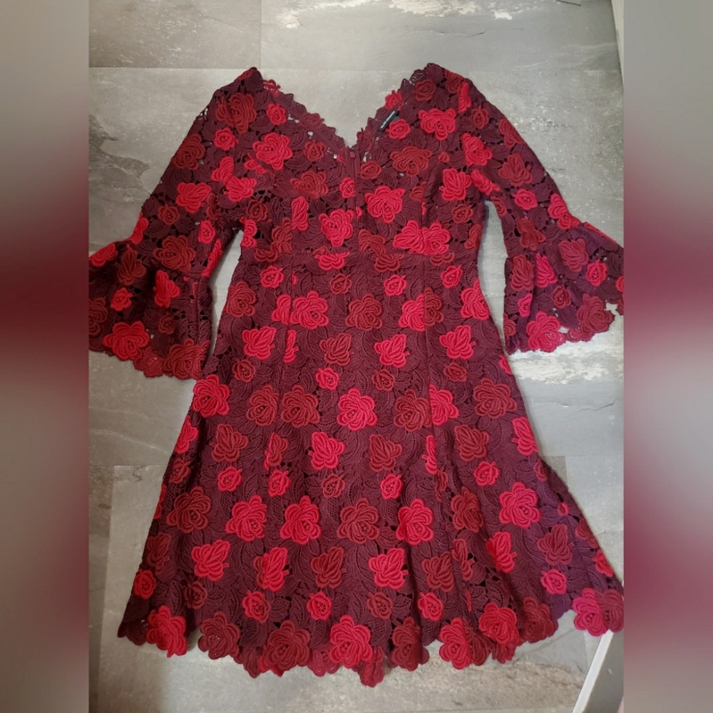 Club Monaco Red and Black Floral Dress